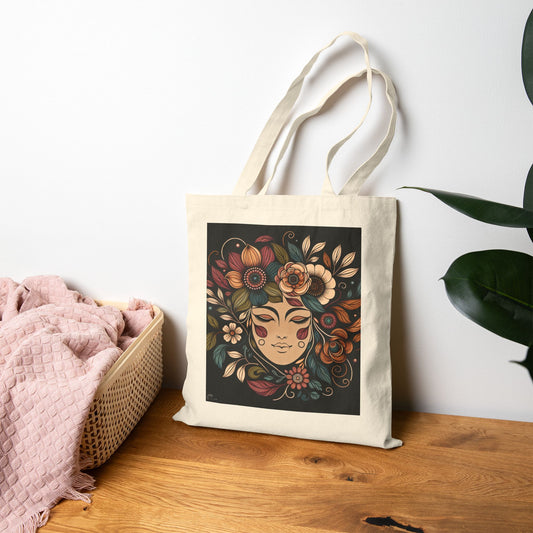 Borsa tote con motivo floreale bohémien - Borsa ecologica, regalo per lei, amante dell'arte