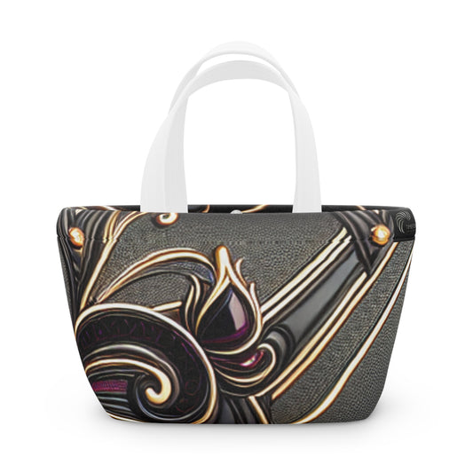 Elegante borsa porta pranzo con motivo floreale - Elegante borsa termica per lavoro e scuola